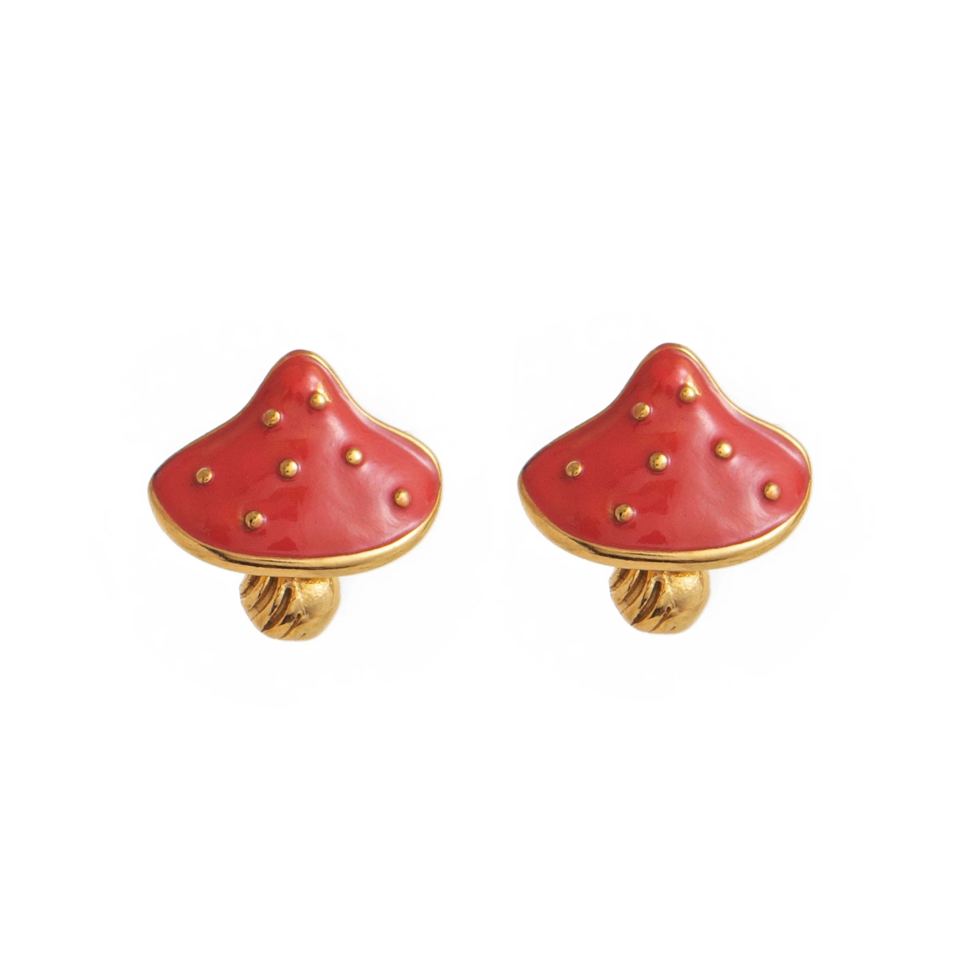 Stainless steel mushroom rabbit cherry earrings for cute women cartoon gold plating color preservation