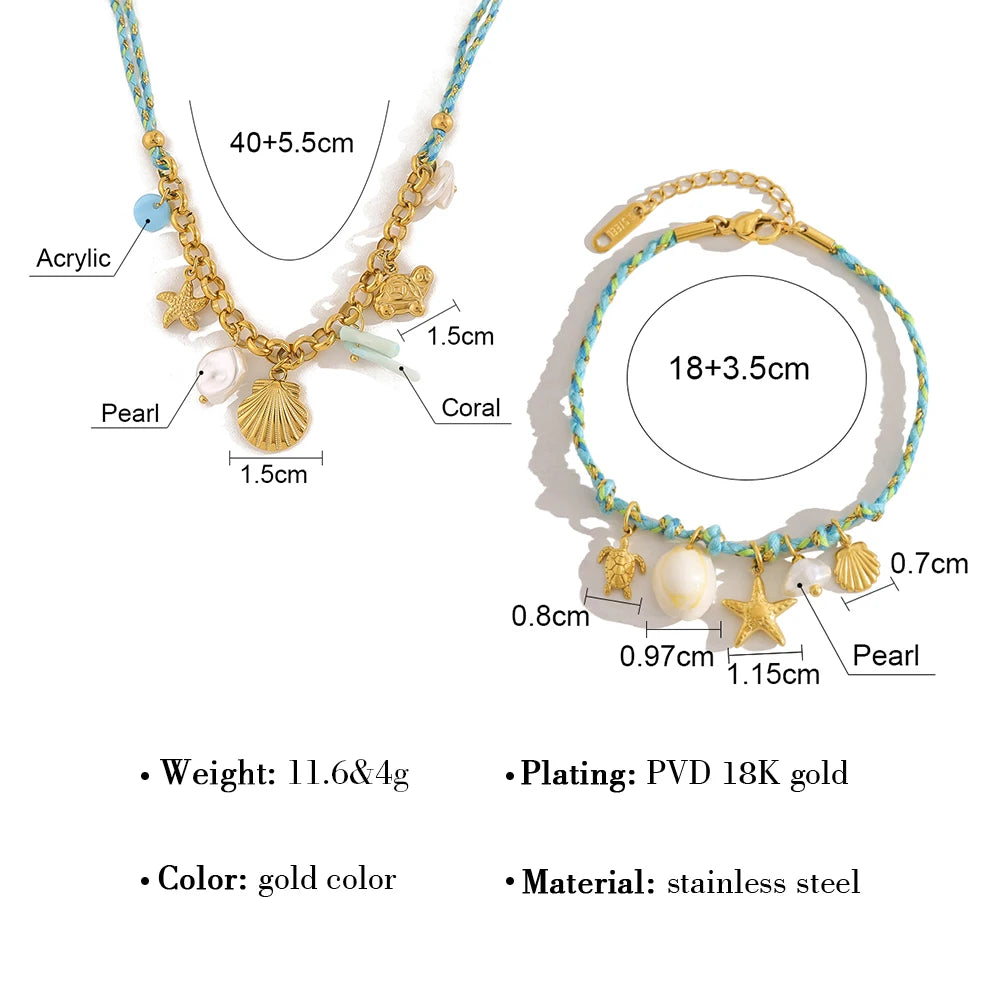 Boho Ocean Pendant Necklace Charms Vintage — 316L Stainless Steel · PS450
