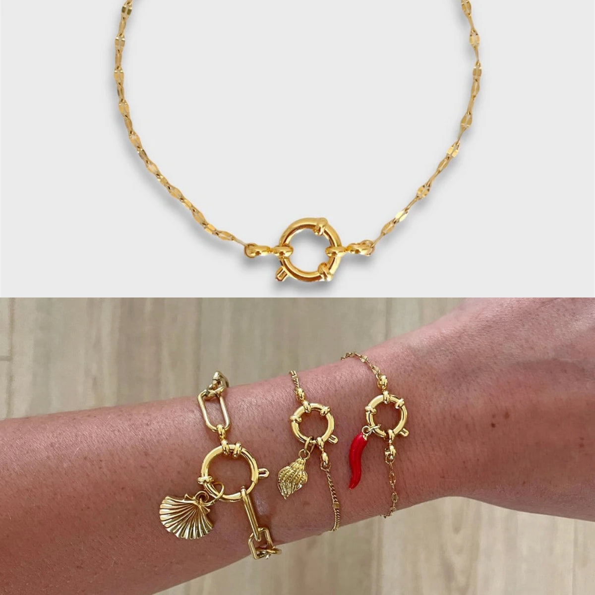 【DIY detachable sailor buckle bracelet】 women's titanium steel furnace vacuum plated 18k gold basic bracelet