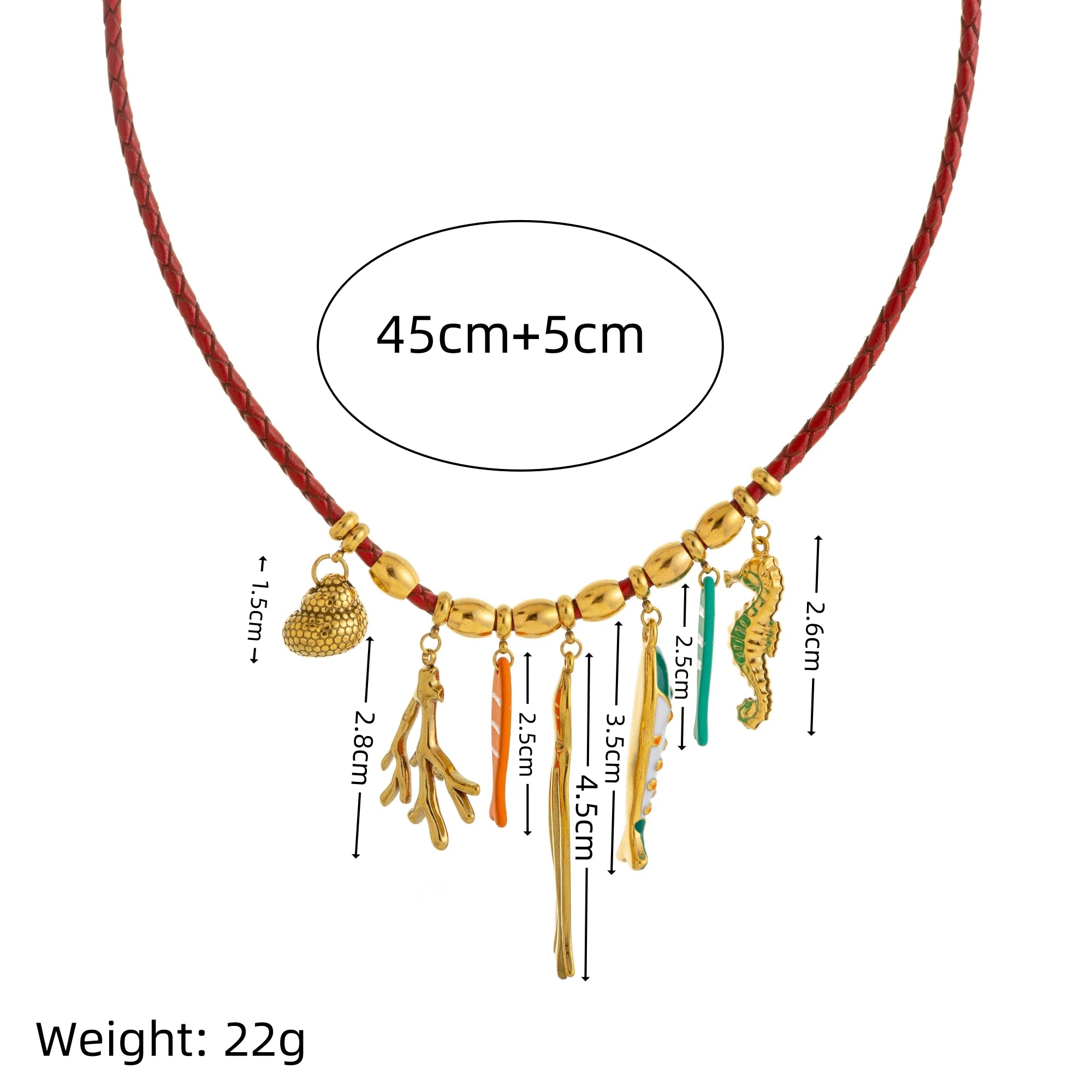 Seahorse Octopus Conch Clown Fish Multi Pendant Necklace Women's Gold Plated Color Preserved