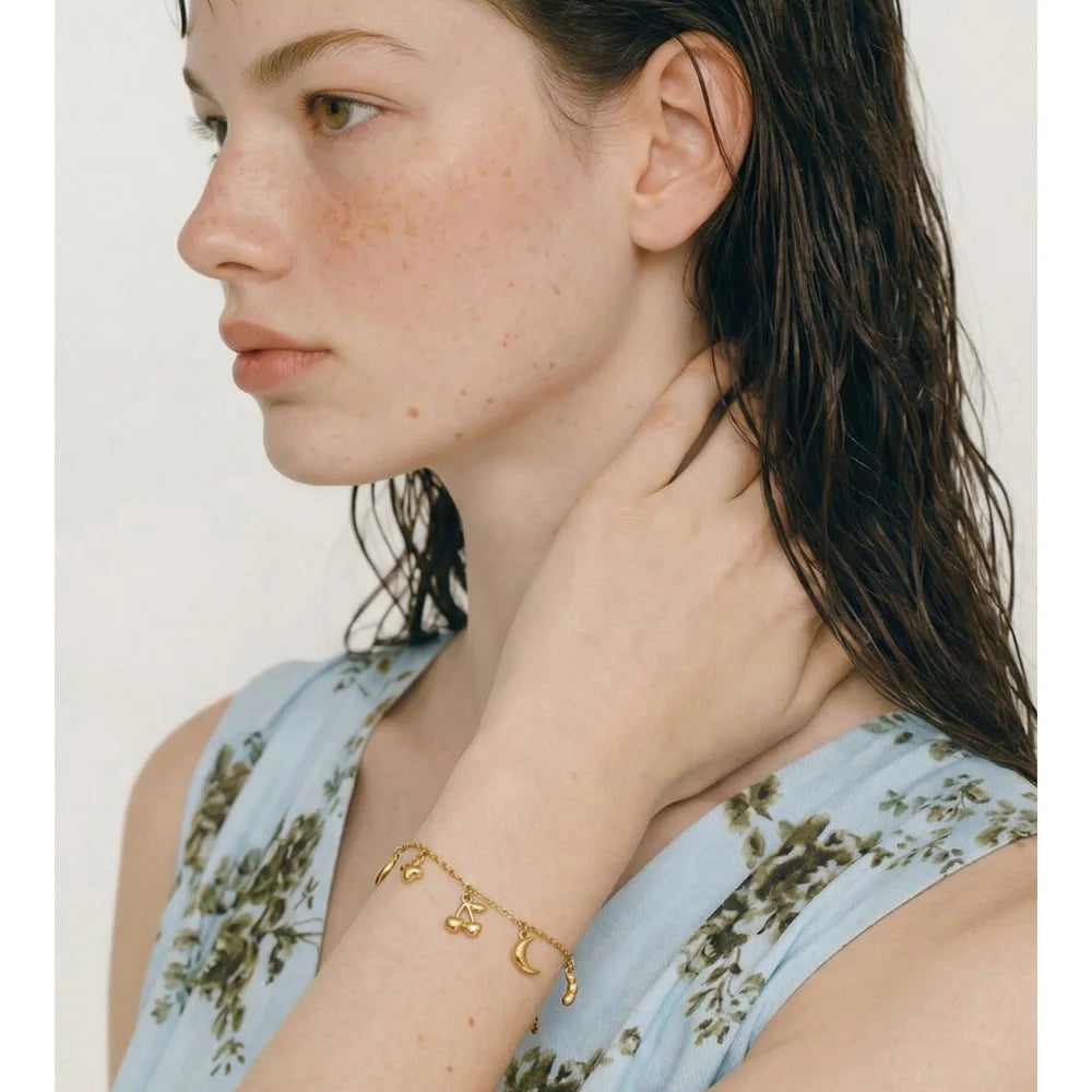 Star Moon Geometric Bracelet — Gold-Plated Stainless Steel · PS1126