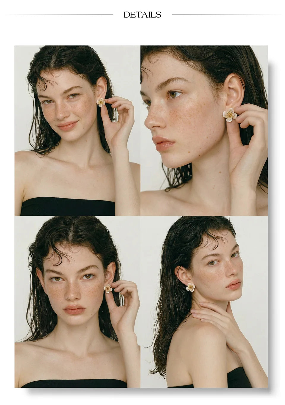Resin flower earrings in gold-plated stainless steel with resin.