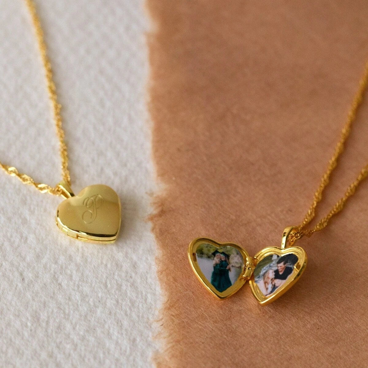 Stainless steel heart-shaped photo album, glossy photo box, envelope, necklace, plated with real gold for color preservation