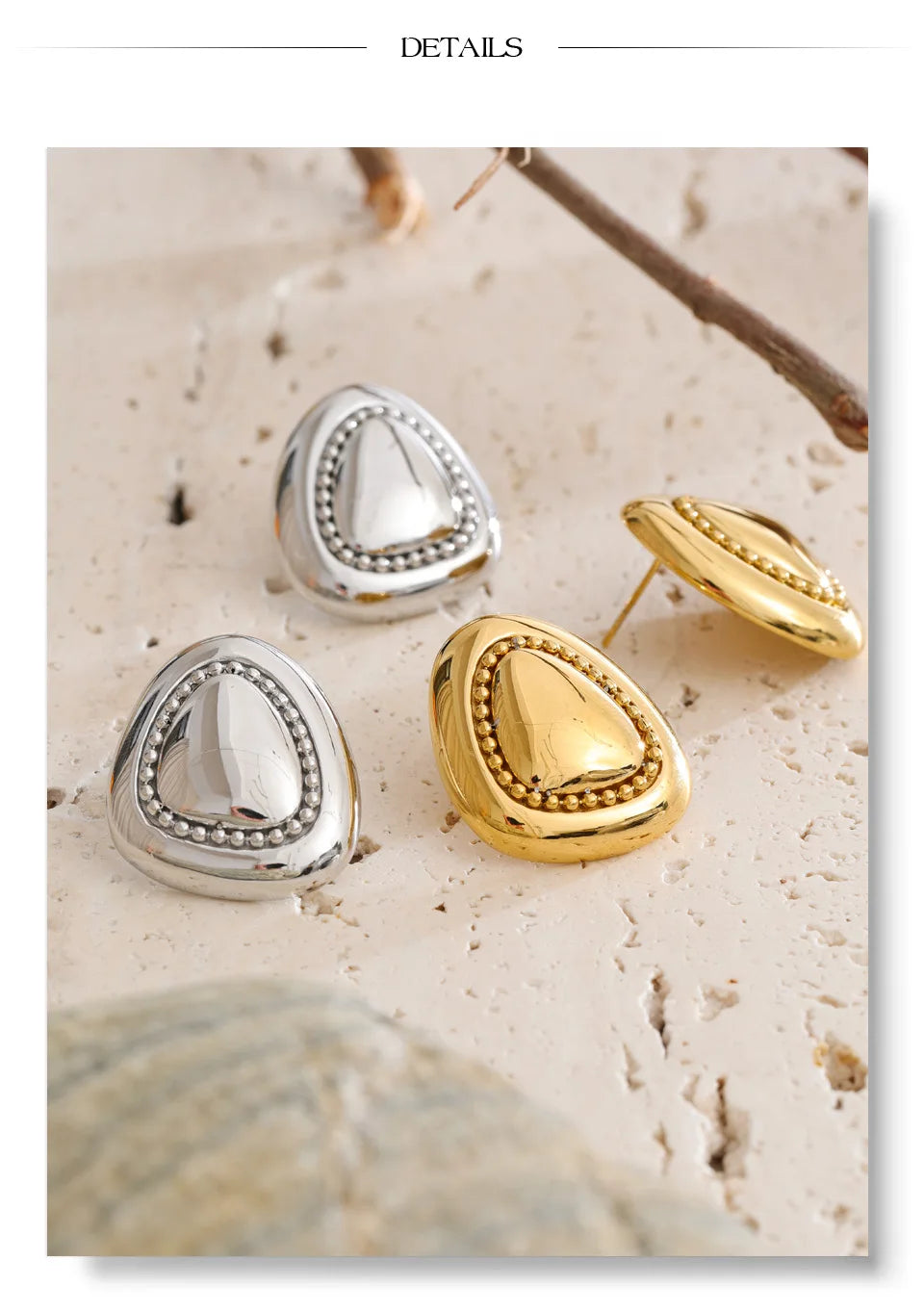Geometric earrings in gold-plated stainless steel.