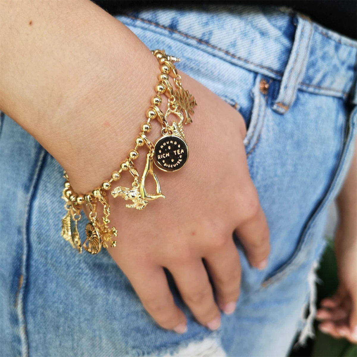 【Charm Necklace】Stainless steel fashionable casual teapot, biscuit, heart pendant, vacuum plated 18K gold color preservation in the furnace