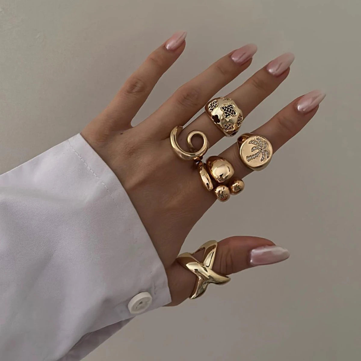 Chunky Statement Ring Stack — Stainless Steel · PS263