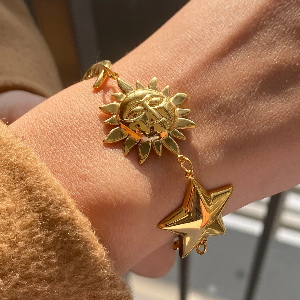 Sun Moon Ocean Charm Bracelet — Stainless Steel · PS022