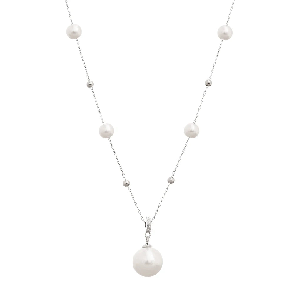 Pearl geometric chain necklace in gold-plated stainless steel with pearl.