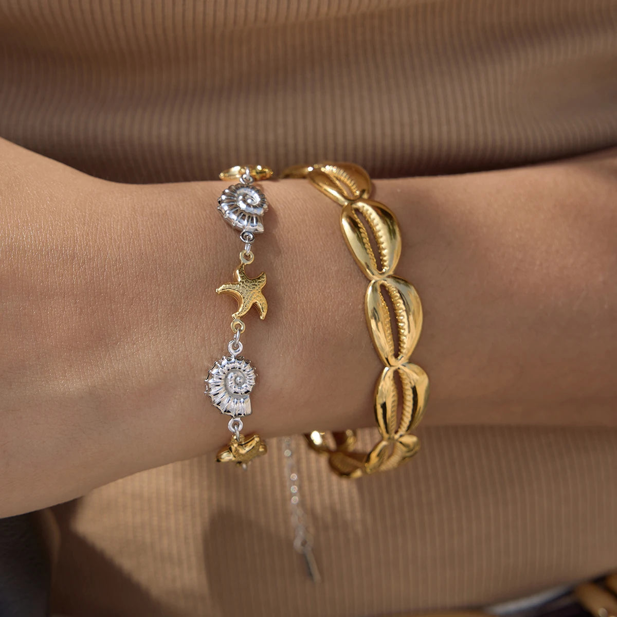 Crystal Leaf Chain Bracelet — Stainless Steel · PS023