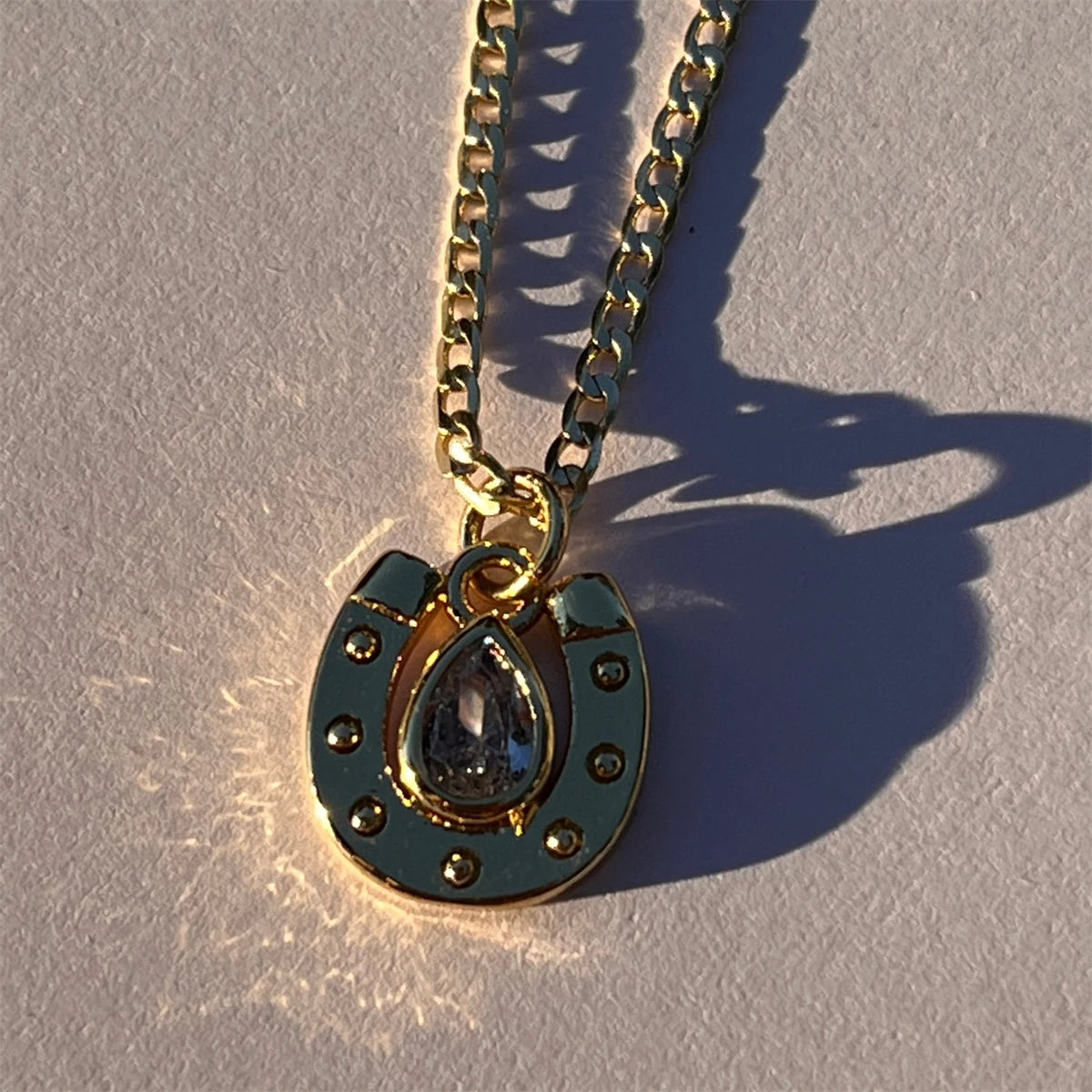 Stainless steel artistic retro cowboy boot cap horseshoe star necklace plated with real gold for color preservation