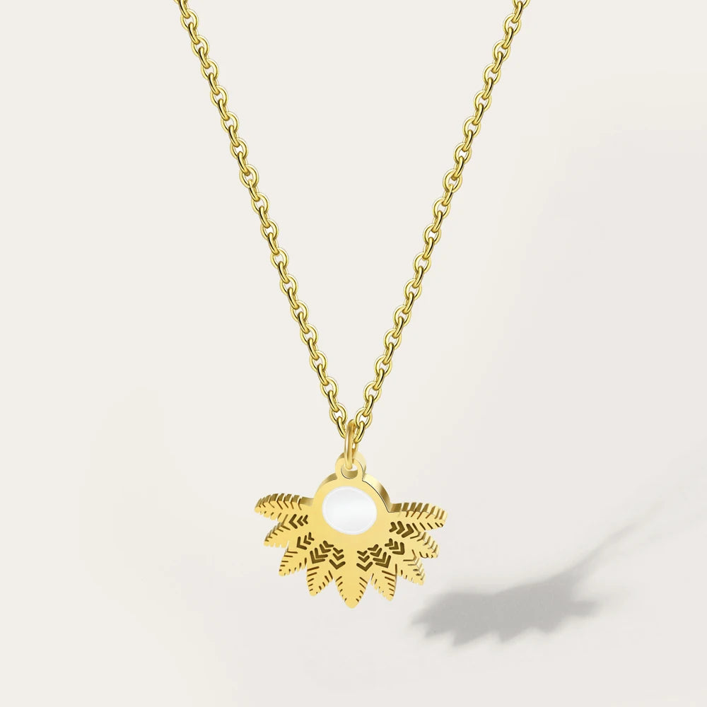 Pendant Necklace Geometric Snowflake Charm — 316L Stainless Steel · PS447