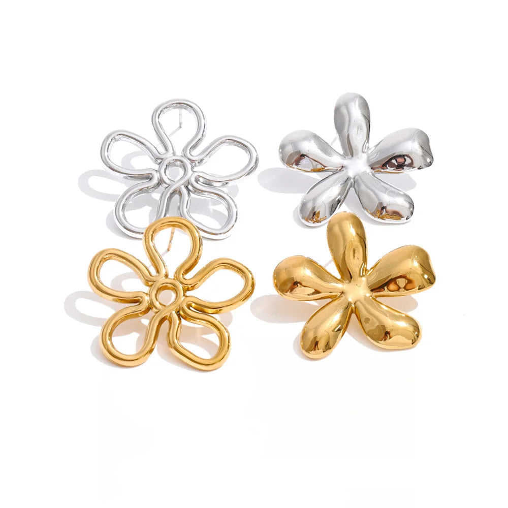 Flower Earrings — Gold-Plated Stainless Steel · PS1315