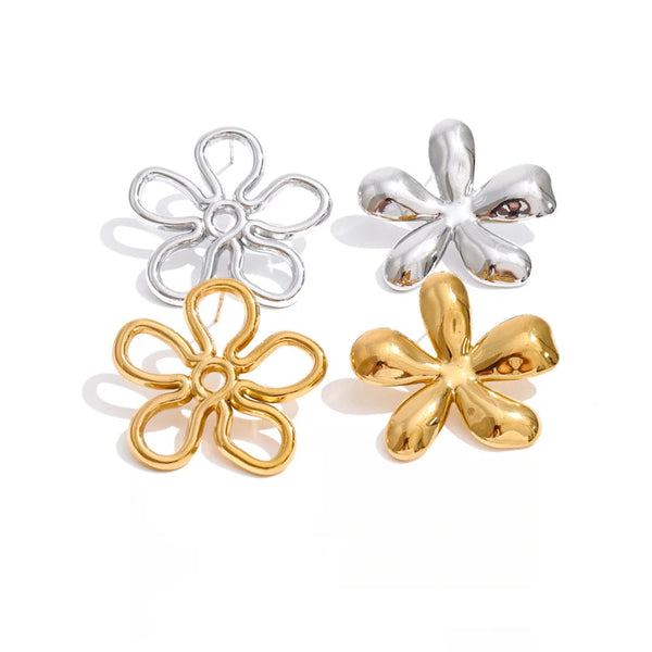 Flower Earrings — Gold-Plated Stainless Steel · PS1315
