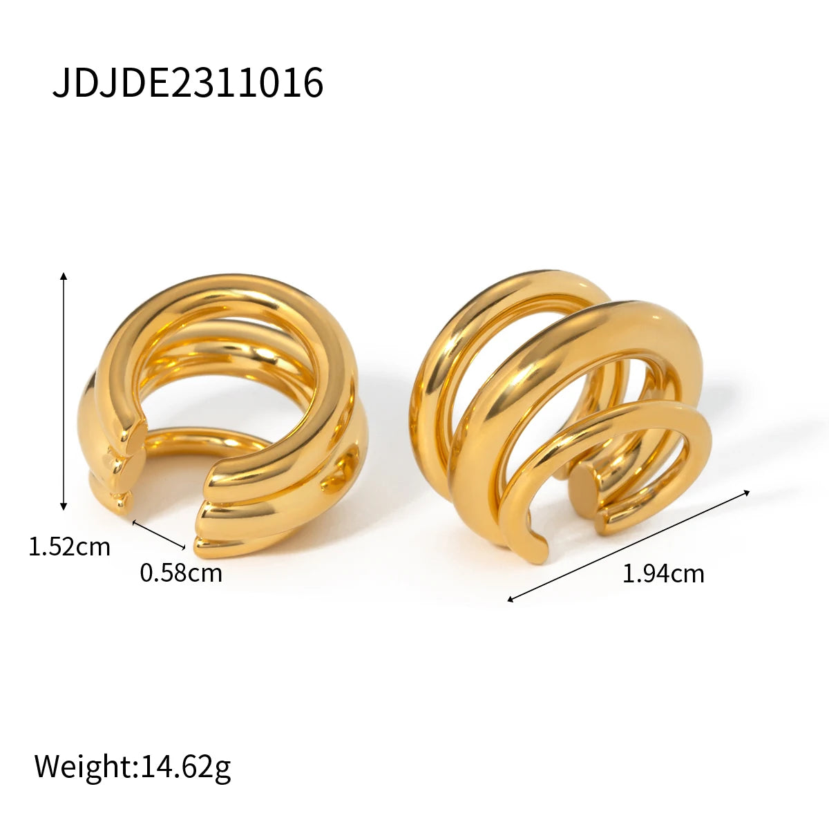 Thick Ear Clip Earrings — Stainless Steel