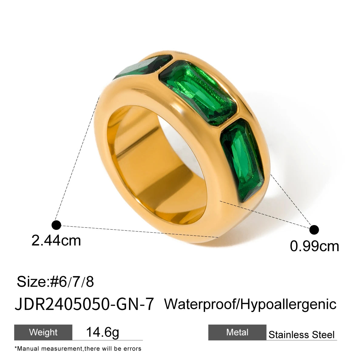 CZ Square Ring — Stainless Steel · PS287