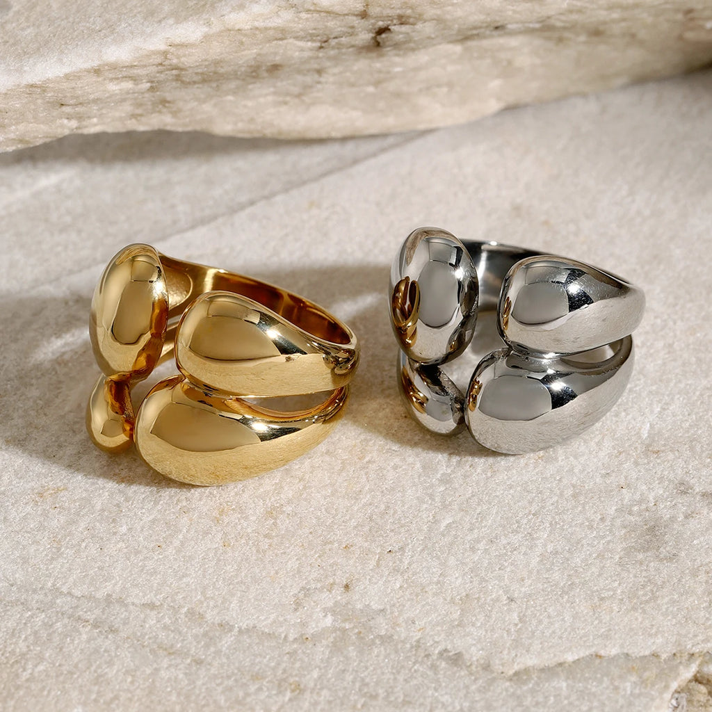 Chunky Statement Ring Stack — Stainless Steel · PS263