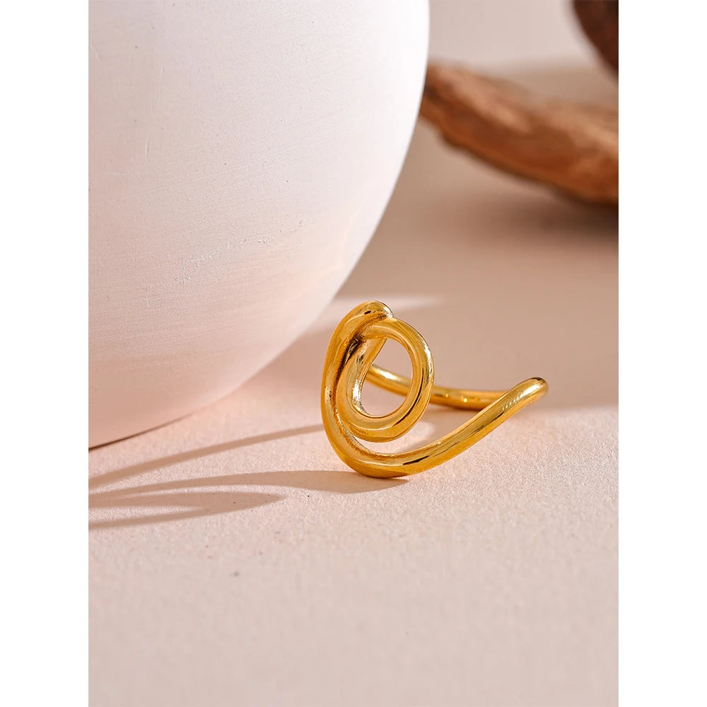 Geometric ring in 18K gold-plated 316L stainless steel.