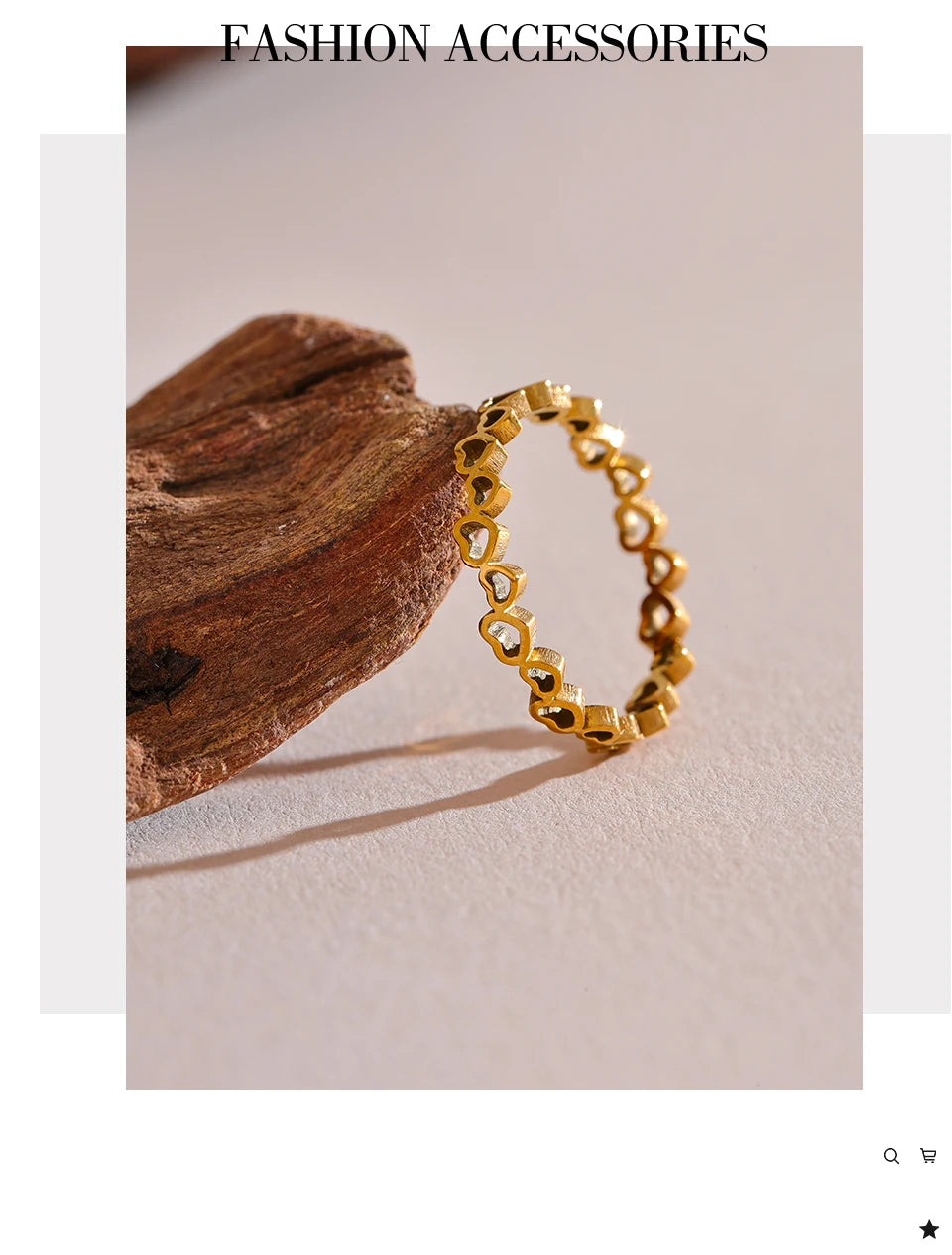 Heart minimalist ring in 18K gold-plated stainless steel.