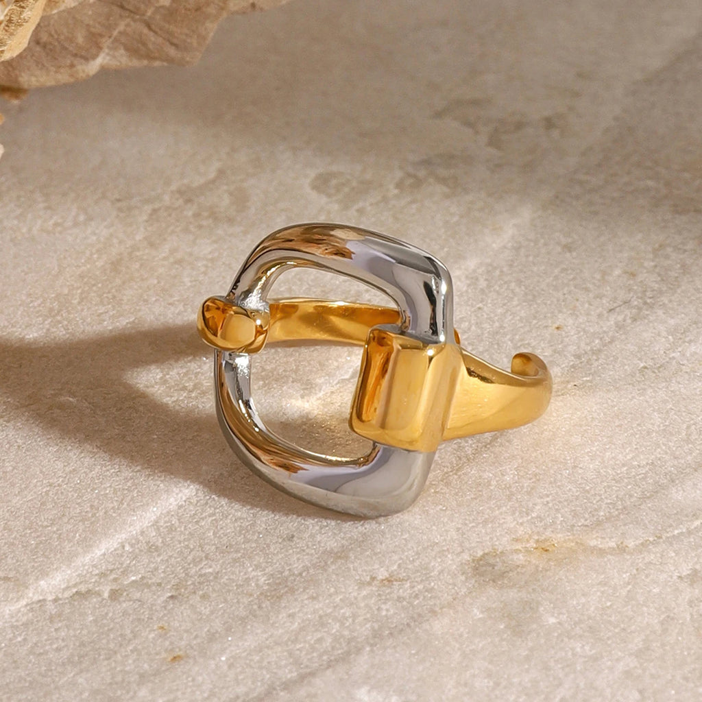 Two-Tone Heart Ring — Stainless Steel · PS272