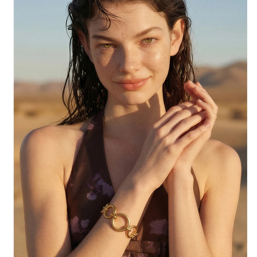 Geometric Chain Bracelet — Gold-Plated Stainless Steel · PS1183