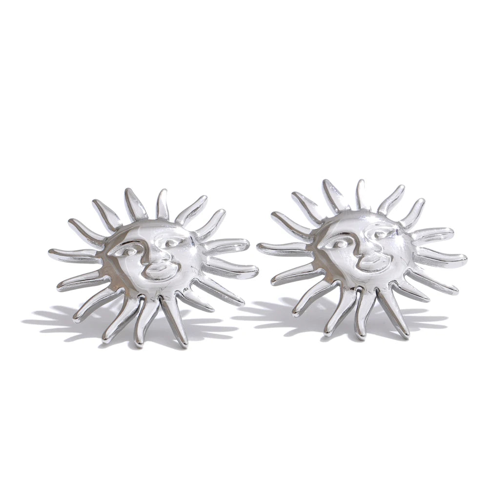 Black Sun Geometric Earrings — Gold-Plated Stainless Steel · PS1699