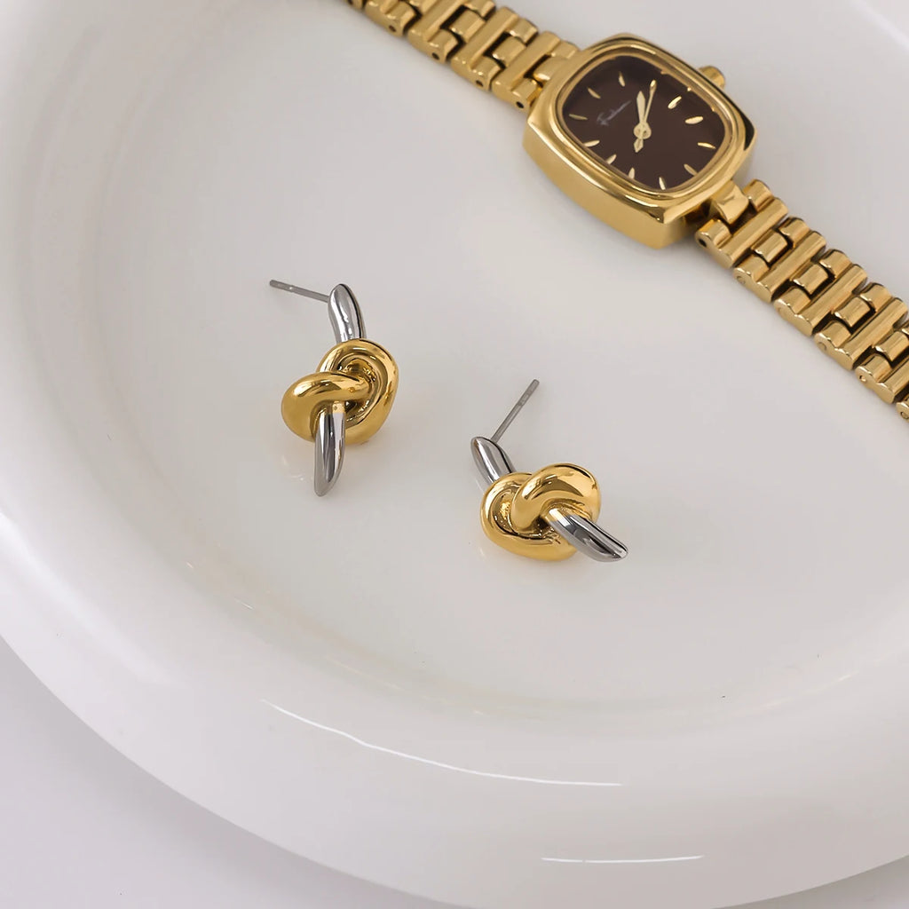 Knot Spike Drop Earrings — Stainless Steel · PS121