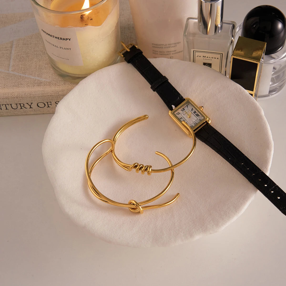 Pearl Chain Bracelet Stack — Stainless Steel · PS015