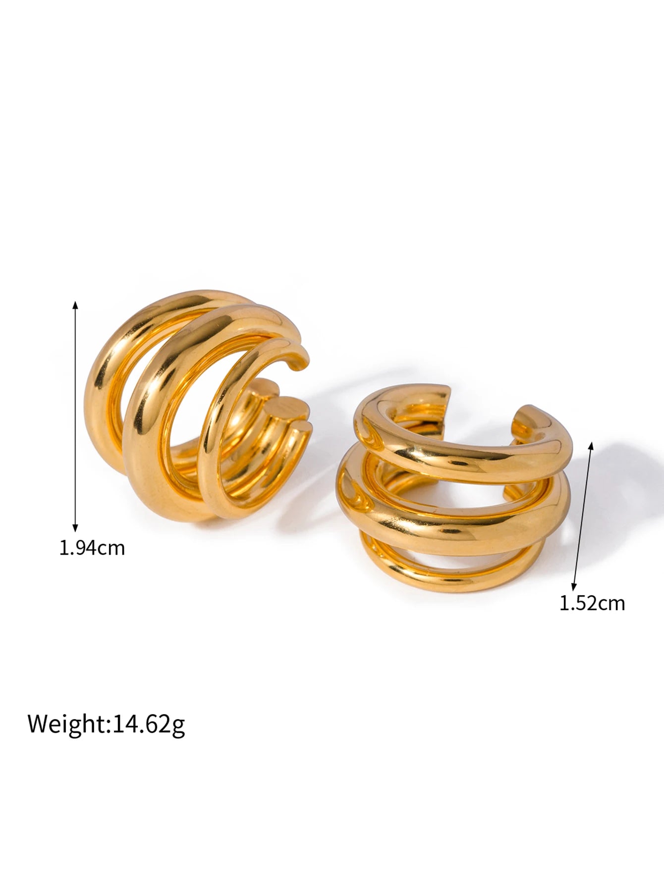 Thick Ear Clip Earrings — Stainless Steel