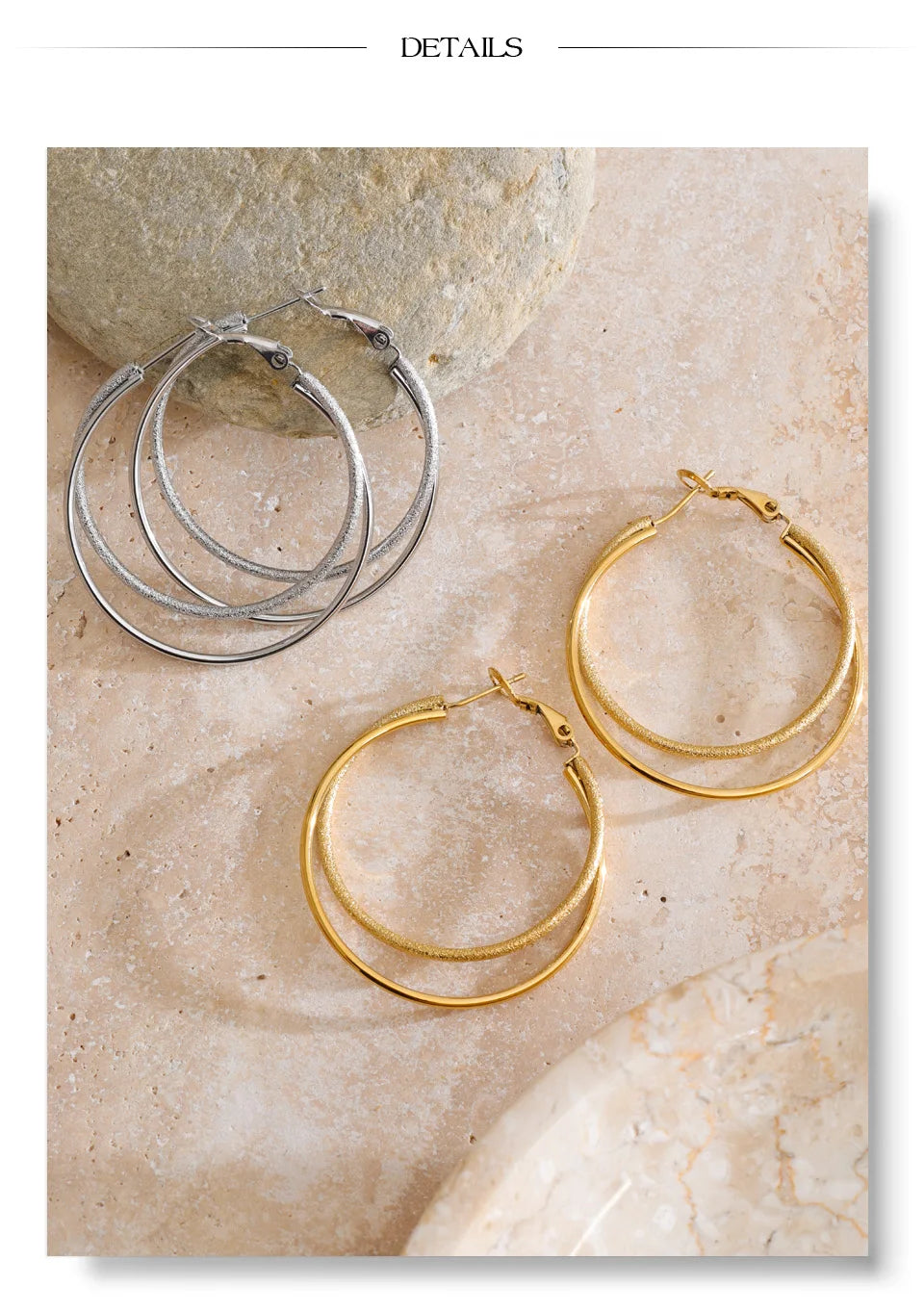 Geometric earrings in gold-plated stainless steel.