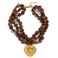 Acrylic Heart Beaded Necklace — Gold-Plated Stainless Steel with Acrylic · PS2237