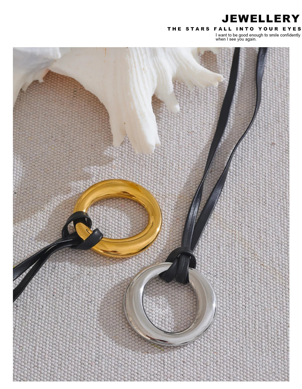 Coin geometric necklace in gold-plated stainless steel.