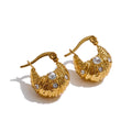 Cubic Zirconia Vintage Geometric Earrings — Gold-Plated Stainless Steel with Cubic Zirconia · PS1207