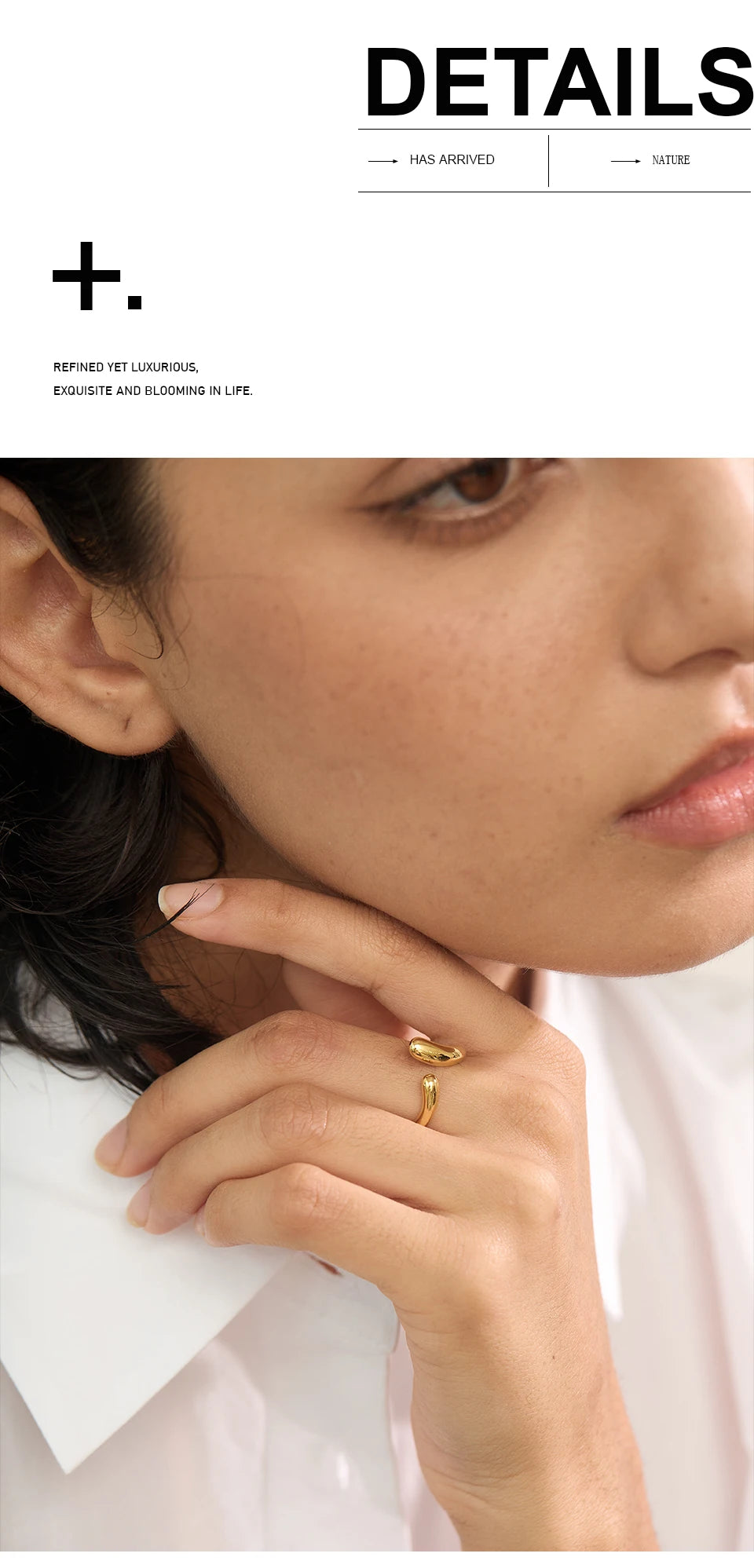 Minimalist geometric ring in gold-plated stainless steel.