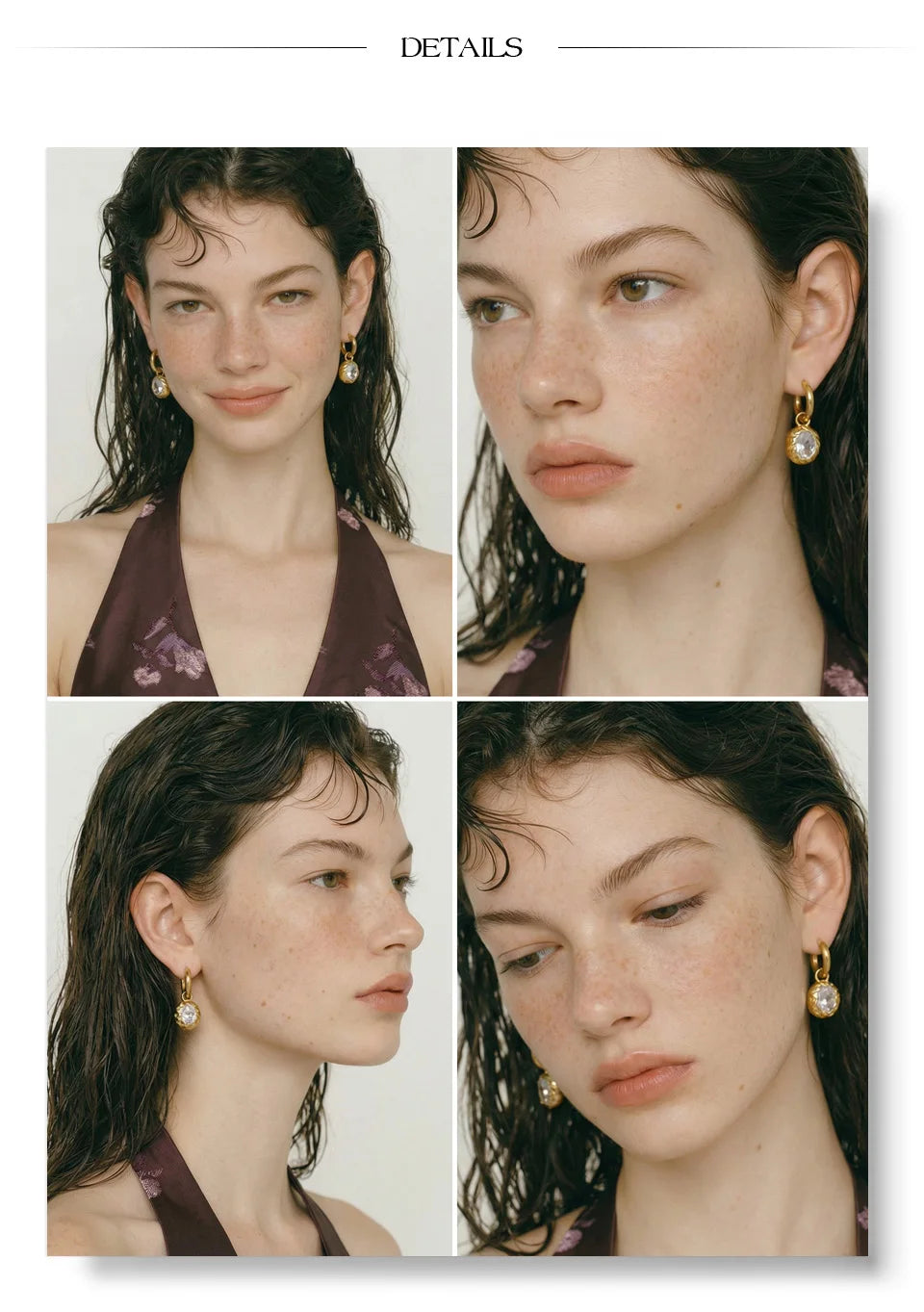 Cubic Zirconia Geometric Earrings — Gold-Plated Stainless Steel with Cubic Zirconia · PS1261