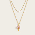 Pink Crystal Ice Cream Pendant Necklace Charm — 316L Stainless Steel · PS455