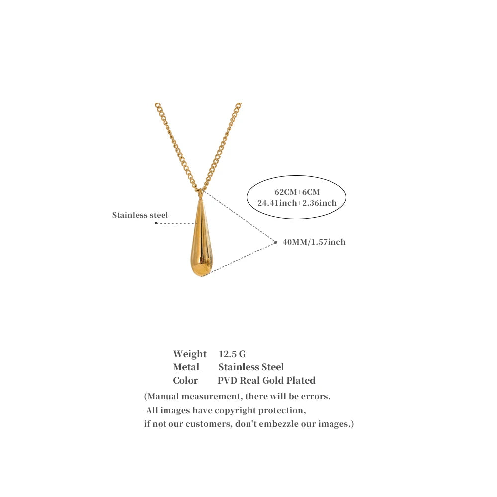 Water drop necklace in gold-plated stainless steel.