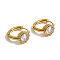 Cubic Zirconia Geometric Earrings — Gold-Plated Stainless Steel with Cubic Zirconia · PS1384