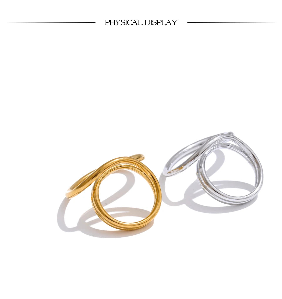 Geometric ring in 18K gold-plated stainless steel.