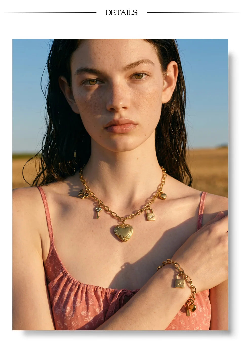 Heart necklace in gold-plated stainless steel.