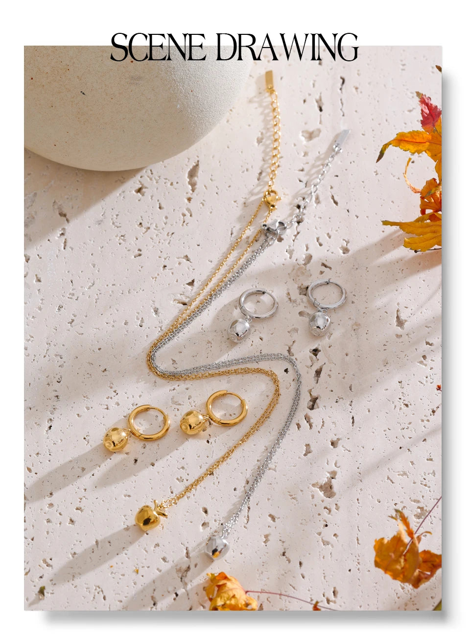 Geometric earrings in gold-plated stainless steel.