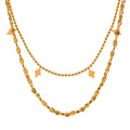 Geometric chain layered necklace in gold-plated stainless steel.