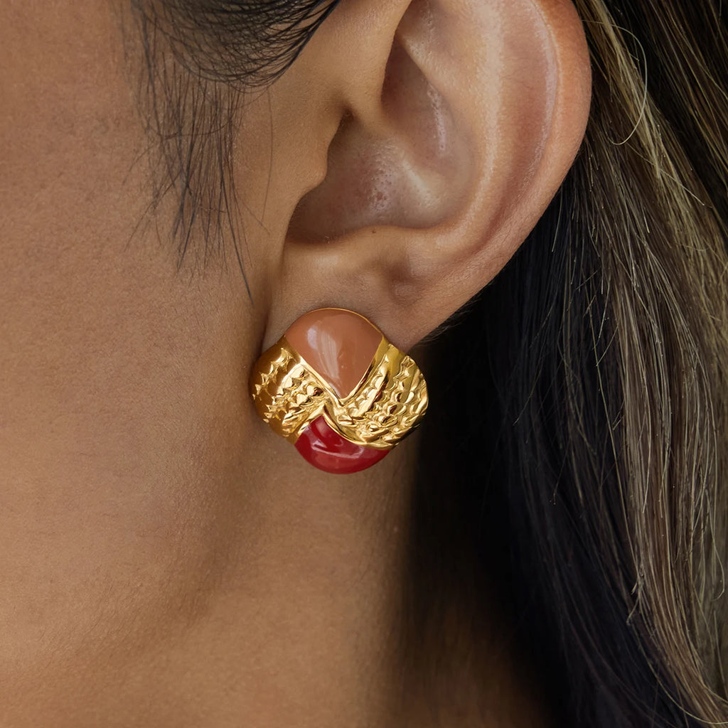 Two-Tone Woven Hoop Earrings — Stainless Steel · PS100
