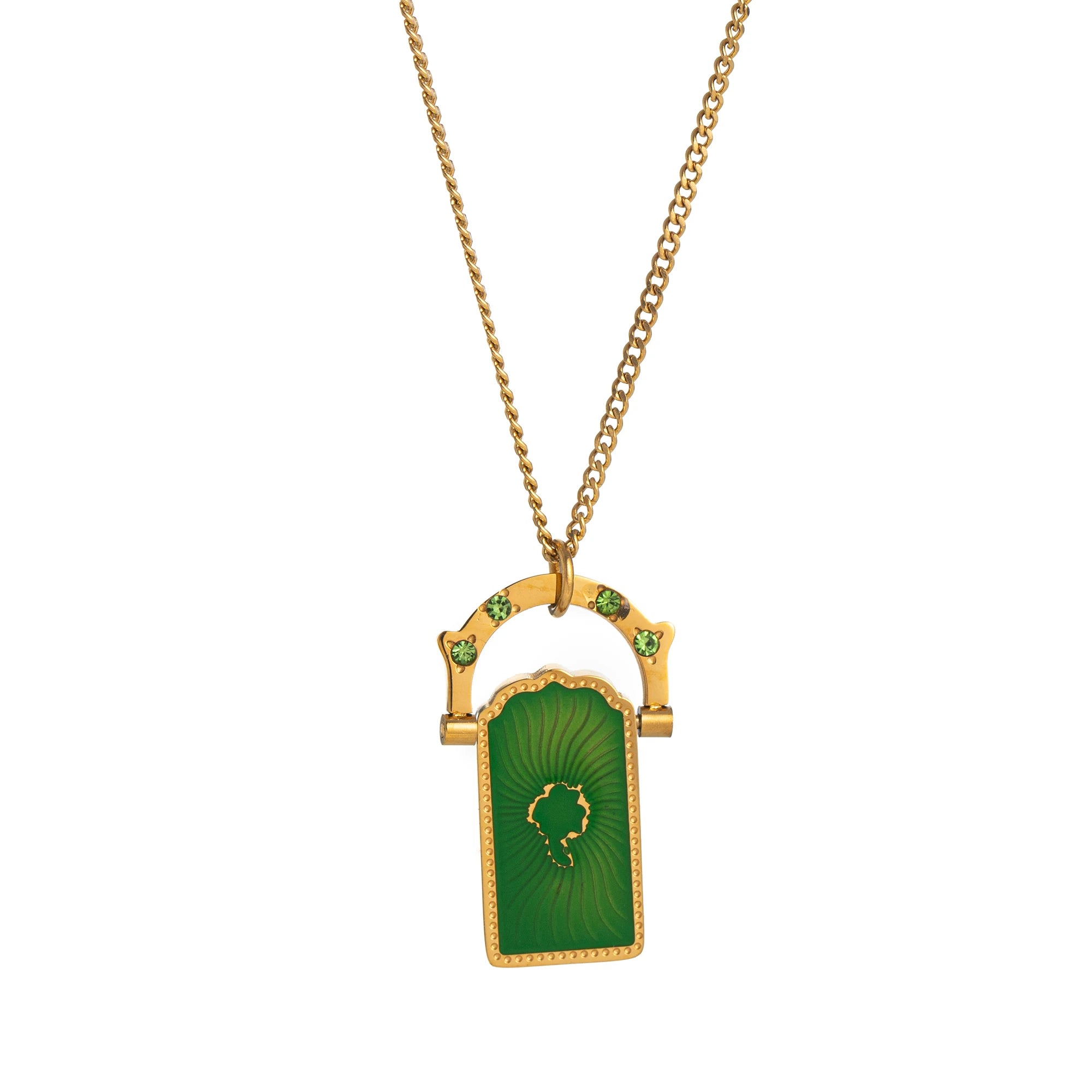 Retro Titanium Tarot Card Love Lucky Clover Rotating Sports Tree of Life Necklace Plated in 18k Gold
