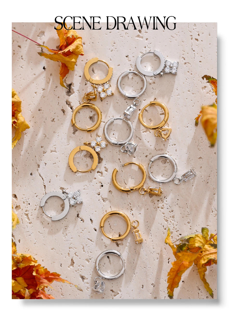Cubic zirconia heart flower earrings in gold-plated stainless steel with cubic zirconia.