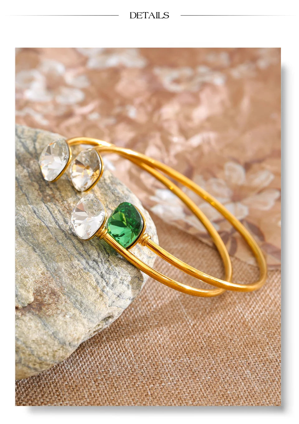 Crystal Geometric Bracelet — Gold-Plated Stainless Steel with Crystal · PS1121