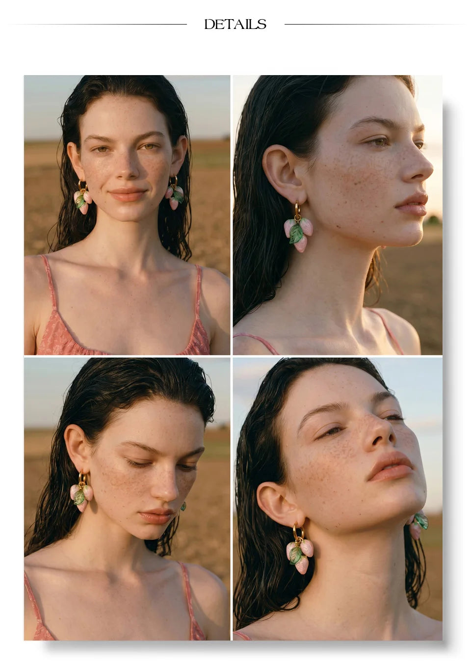 White geometric earrings in gold-plated stainless steel.