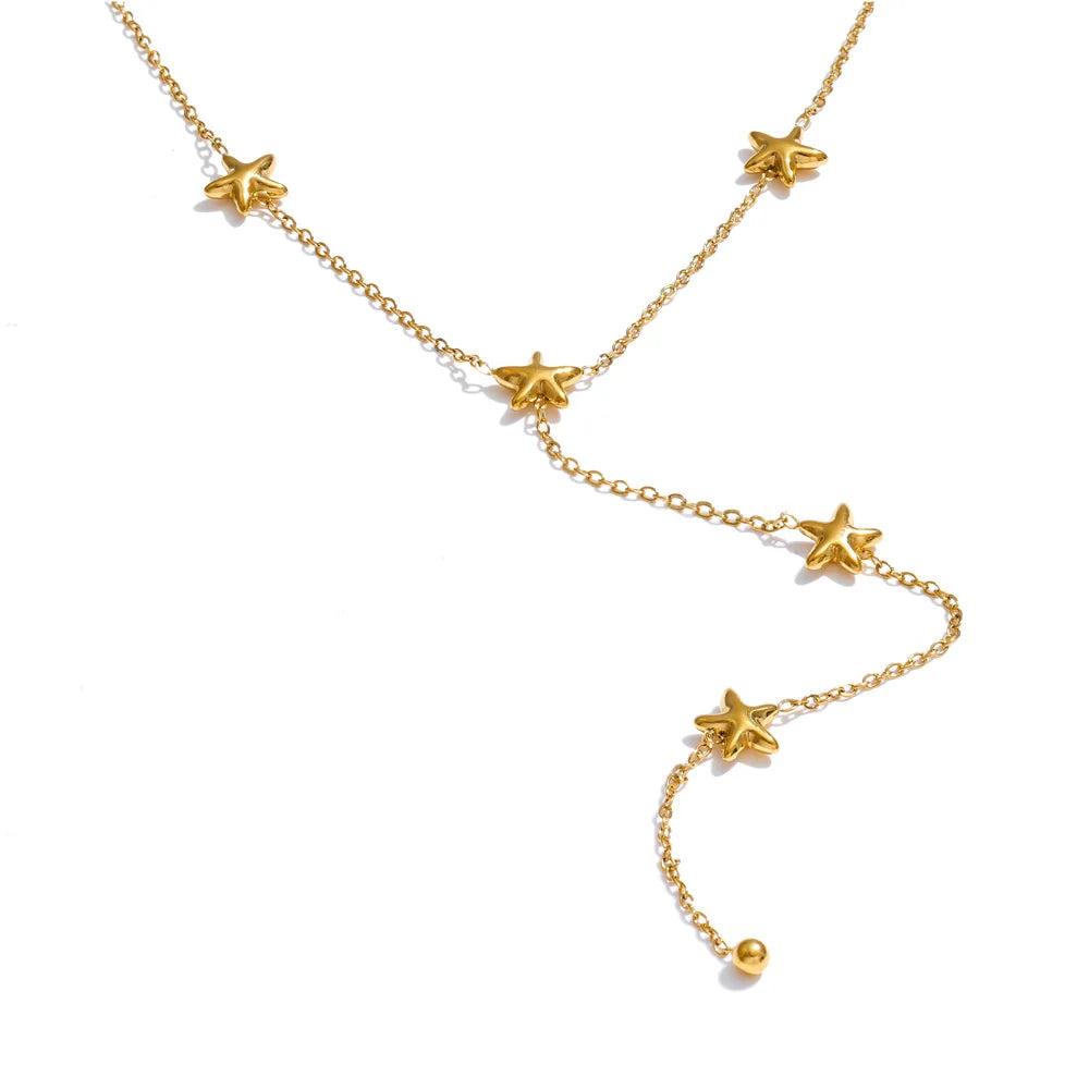 Star chain necklace in gold-plated stainless steel.