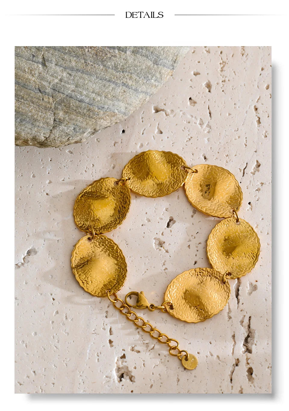 Hammered Geometric Bracelet — Gold-Plated Stainless Steel · PS1343