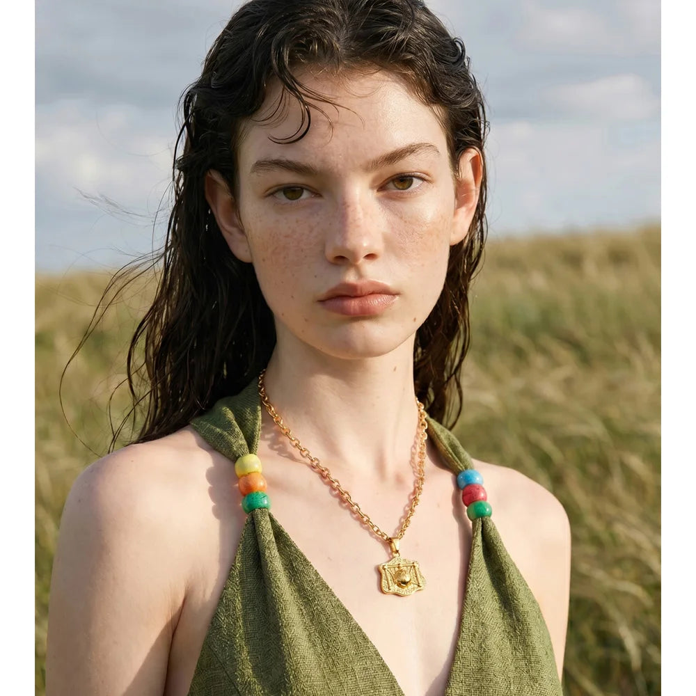 Geometric necklace in gold-plated 316L stainless steel.