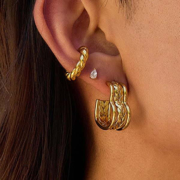 Sculptural Heart Hoop Earrings — Stainless Steel · PS065